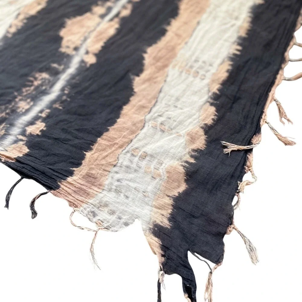 Vintage Y2K Whimsigoth Indie Sleaze Earthy Tie-Dye Tassel Fringe Scarf